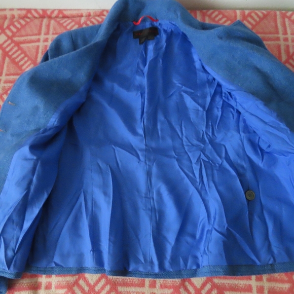Nina McLemore Blue Herringbone Lambswool Wool Jacket Blazer Size 4 $795 - Picture 3 of 5